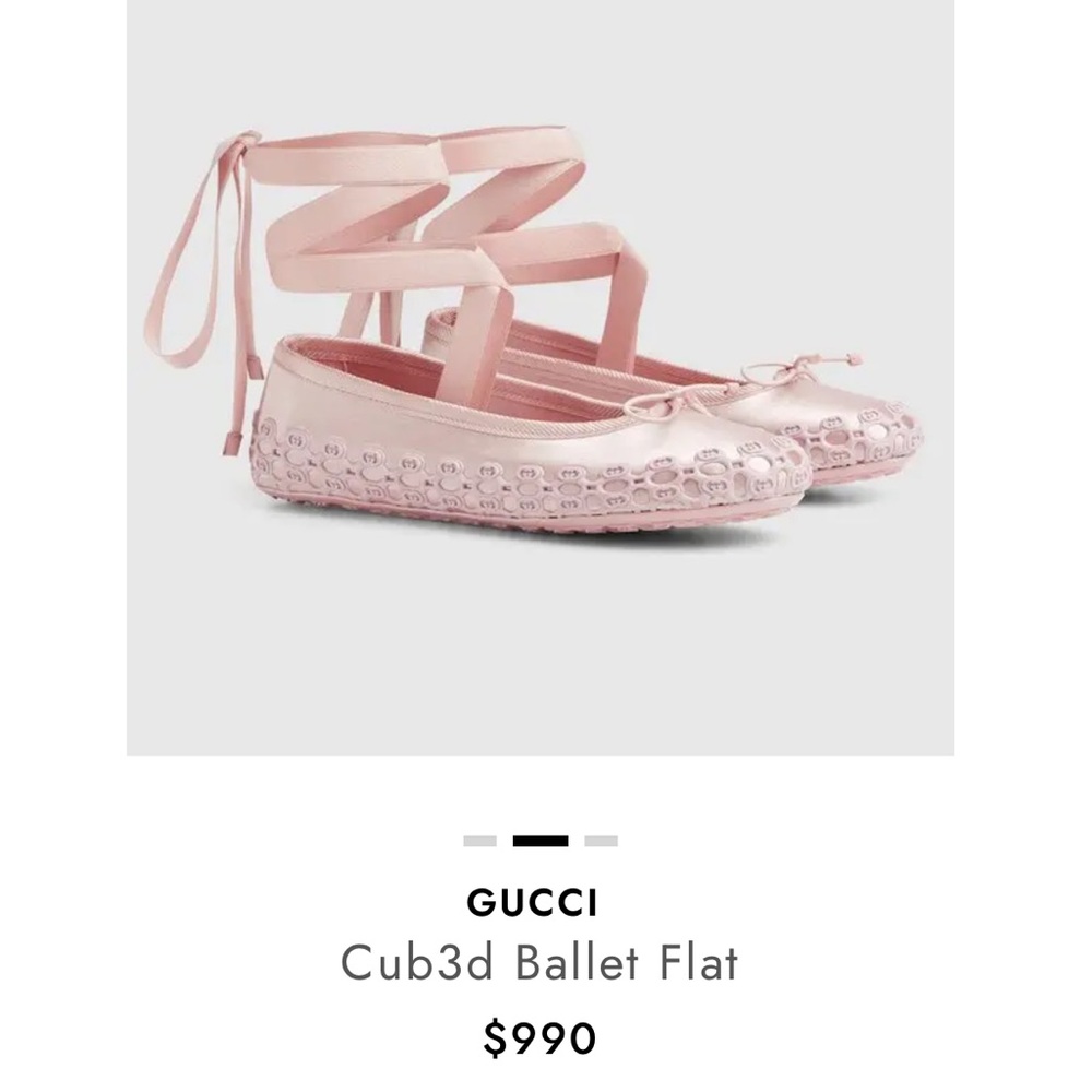 New Gucci Light Pink Ribbon Ballet Flats GG logo - Picture 3 of 15